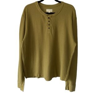 Tecovas Ranch Wear Waffle Knit Henley Thermal Shirt Cactus Green Sz L